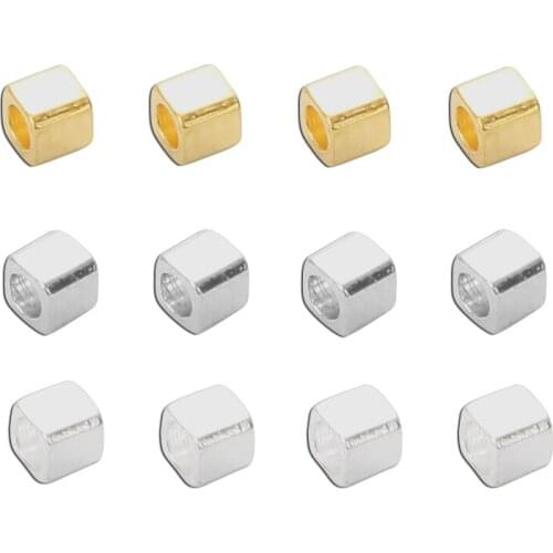 100pcs/lot 2x2mm Square Bulk Loose Spacer Beads Metal Copper Beads For Jewelry Making DIY Bracelet Supplies Accessories