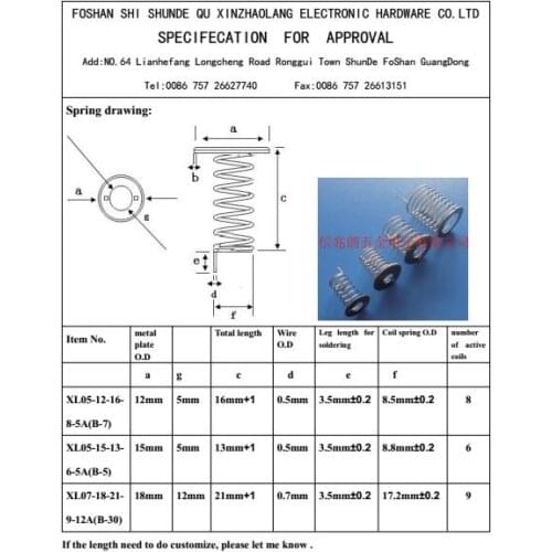 1000PCS compression spring / touch spring for household appliance PCB board