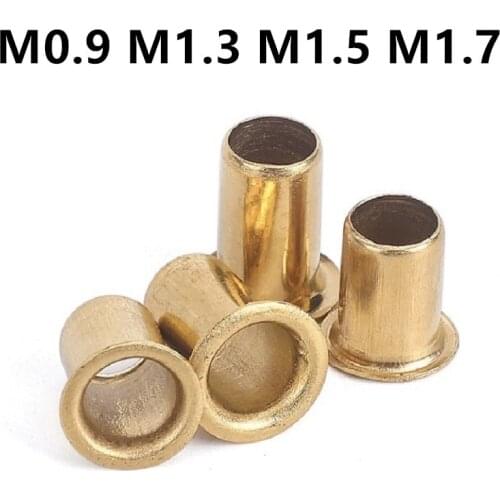 1000PCS M0.9 M1.3 M1.5 M1.7x2.5/3/3.5/4mm GB876 Tubular Rivets Double-sided Circuit Board PCB Nails Copper Hollow Rivet Nuts