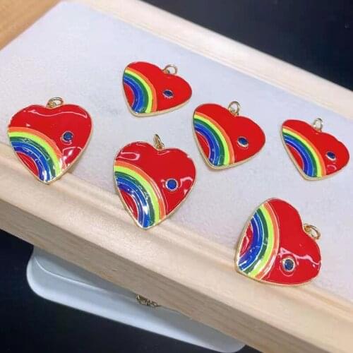 2Pcs Colorful Heart shape pendant,color plating charm jewelry,fashion jewelry pendant Necklace