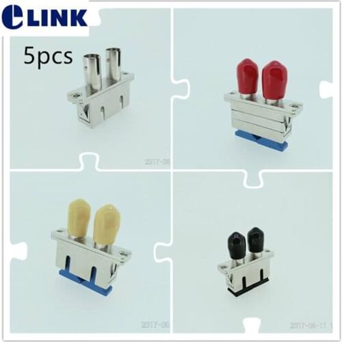 5PCS ST-SC duplex adapter metal housing APC SM MM fiber optic connector red yellow black ftth coupler free shipping ELINK