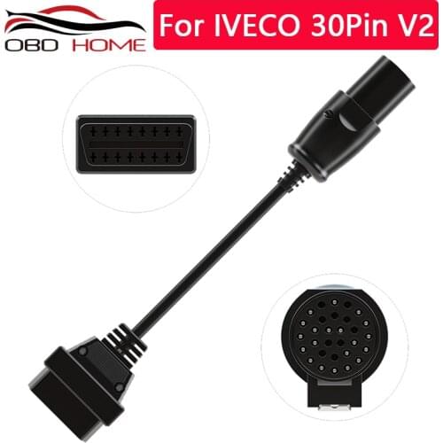 OBD Adapter For IVECO 30Pin to 16Pin Female Truck OBD2 Cable OBDii Connector For IVECO 30 pin to OBD2 16 pin