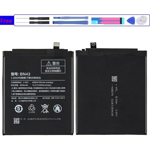 BN43 Mobile Phone Battery For Xiaomi Redmi Note 4X / Note 4 Global Snapdragon 625 Replacement Battery BN43 4100 mAh