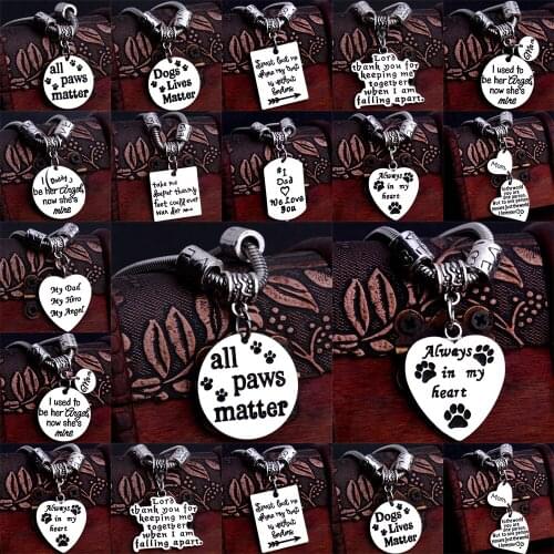 Heart Bracelet Chain Family Love Pet Rescue Charm Beads Mother Father Gifts Women Men Jewelry Best Friend Gifts