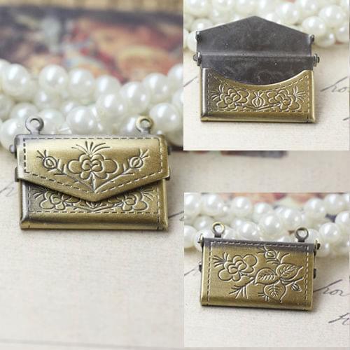 DIY Jewelry Accessories15*20mm Wallet-shaped PHOTO LOCKET Blank Base 2pcs Wholesale ANTIQUE BRONZE Necklace Pendant&Charm