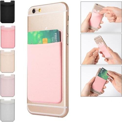 Credit Card Secure Holder Stick On Wallet Discreet ID Holder Lycra Spandex Card Sleeves for Cell Phone Above 4'' Wallet Case 3M