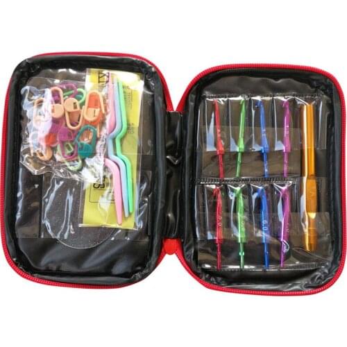 DONYAMY 32pcs/set Aluminum Interchangeable Hook Head Set Detachable hook Needle Sweater Crochet Tools With Bag