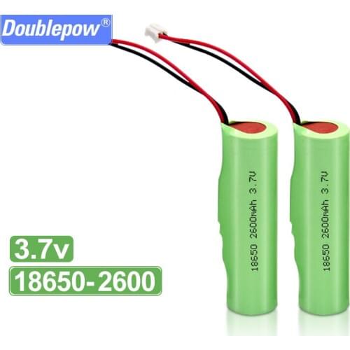 DOUBLEPOW 18650 lithium battery 3.7v lithium battery pack 2600mAh +line, plug for flashlight toy fan digital electronic product