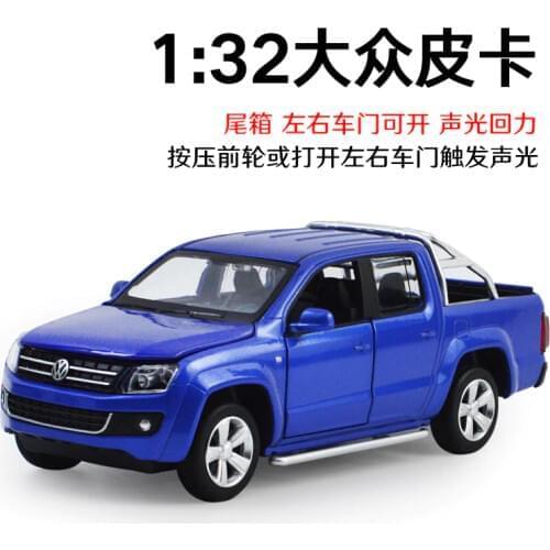1:32 high simulation Volkswagen pickup alloy sound and light pull back music open door childrens toy car model for kids gifts