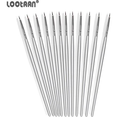 Lootaan 12Pcs/Set Nail Art Brushes Design Set Dotting Brushes Nail Painting Brush Dotting Painting Drawing Polish Brush Pen Tool