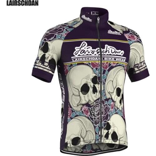 LairschDan Summer Men Bicycle Skull Cycling Jersey MTB Short Sleeve Quick Dry Riding Wear Tops Bike Uniforme Maillot Ciclismo