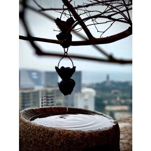 Copper rain chain eaves rain drainage chain villas Japanese copper wash chain temple farm decoration guide water rain chain