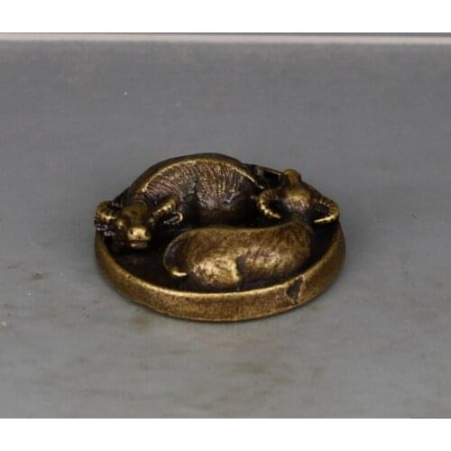 Copper Statue New pure copper solid double buffalo turning the world