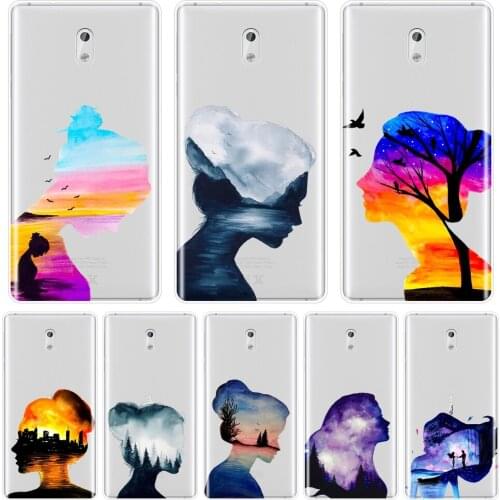 TPU Soft Phone Case For Nokia 7 Plus X6 Art Girl Aesthetic Abstract Mountain Tree Silicone Back Cover For Nokia 8 6 5 3 2 1 Case