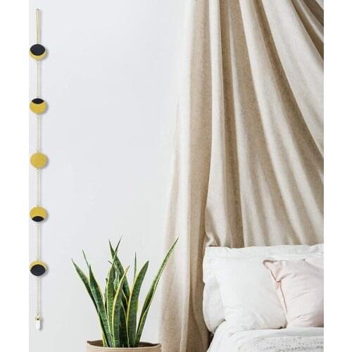 Moon Phase Wall Hanging Round Wooden Bead Garlands and Tassel Living room Bohemian Home Decoration Background/Wedding Decor Gift