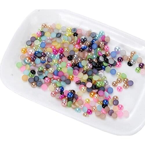 ABS Imitation Pearl Beads Flat Back 4mm 6mm 8mm 10mm AB Colors Craft Half Round Flatback Beads Nail DIY Decoration
