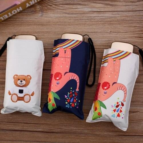 Portable Mini Umbrella Compact Design for Travel Anti UV Sun Rain Umbrellas Cartoons 5 Folding Windproof Parasol Lightweight
