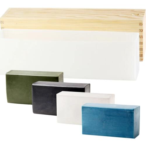 Nicole Silicone Loaf Soap Mold Rectangular Flexible Mould with Wooden Box DIY Handmade Tool