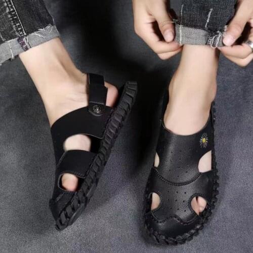 Classic High Quality Cow Genuine Leather Men Shoes Summer Outdoor Handmade Mens Sandals Fashion Comfortable Sandals Slippers