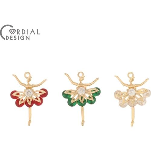 Cordial Design 50Pcs 13*21MM Jewelry Accessories/Pendant/DIY Earrings Making/CZ Charms/Hand Made/Jewelry Findings & Components