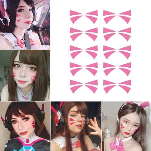 Dva Stickers Cosplay Prop Accessories Waterproof Tattoo Sticker Cute Face Logo D.va Disposable tattoo sticker