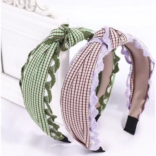 Japan Korean Headband with Hollow Lace Colloge Style Headdress Center Knotted Hairbands for Women and Girls Hair Accessories
