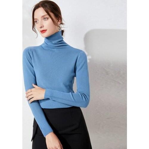 European and American New High-quality High-neck All-match Womens Bottoming Shirt Fashion Trend Solid Color Womens Sweater