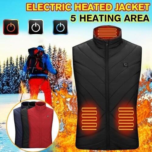 USB Infrared Heating Vest Euro Size S-4XL Men Autumn Winter Flexible Electric Thermal Cloth Waistcoat Fish Hiking Outdoor Cold