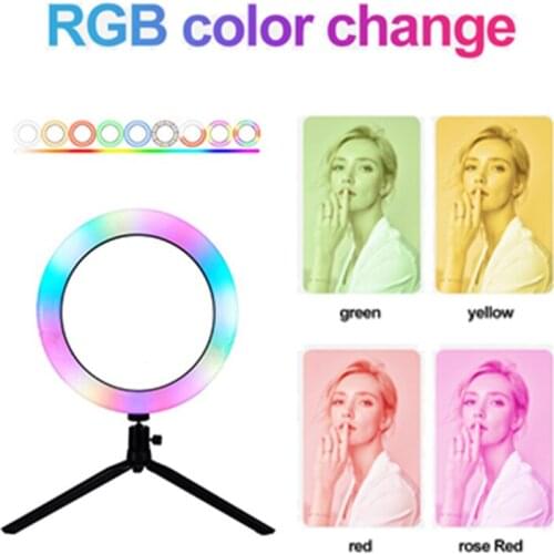 10 inch RGB Ring Light with Tripod LED Lamp Photography Ring Lamp for TikTok Live Makeup Youtube Selfie Fill Light