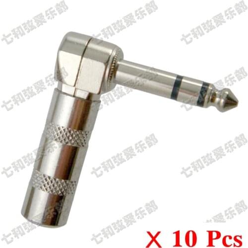 10 Pcs 6.35 mm 1/4 inch stereo Right Angle 90 Male Plug Microphone Audio Guitar Bass Cable Connector plug