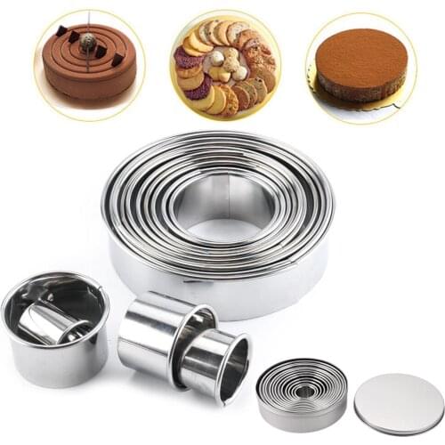 14pcs Stainless Steel Cookie Biscuit Cutter Set Round Pastry Donut Doughnut Cutter Mold Rings Set Dessert Pastry Decorating Tool