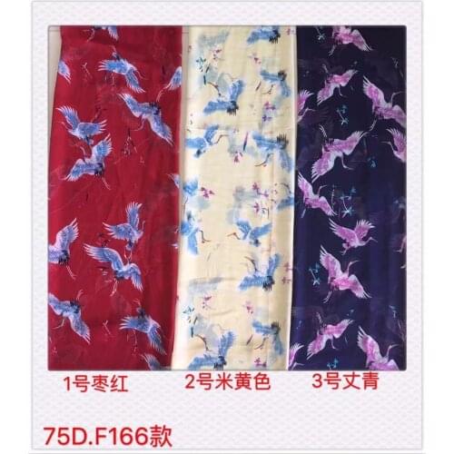 2018new 75D printing chiffon fabric birds pattern for clothing fabrics and scarf YH-168