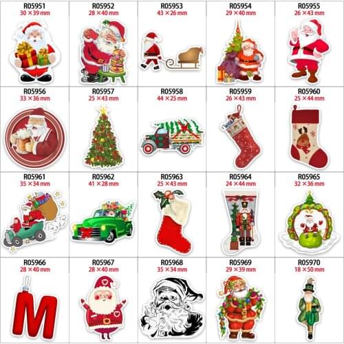 30pcs/lot Christmas Ornament Crafts Flatback Acrylic Resins For Scrapbooking Xmas Kid Toys Gift DIY R0595 R0596 R0597