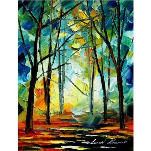 Modern Style Abstract Oil Painting Canvas Landscape Tree Oil Pictures Decorative Painting Wall Art No Frame For Living Room