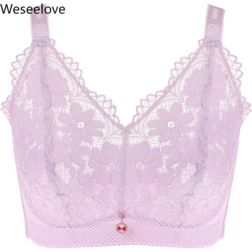 Weseelove Summer New Hot Sale Female Underwear Plus Size Women Bra Push Up Light and Breathable Full Cup Lace Up Bra Woman M03-2