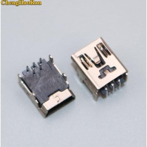 ChengHaoRan 1-10 pcs Mini USB Type B 5-Pin Female Socket Right Angle DIP Jack Connector