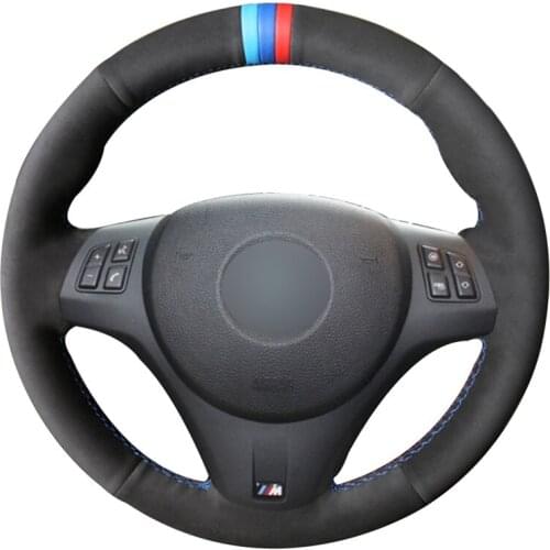 Black Suede DIY Sew car Steering Wheel Cover for BMW M Sport M3 E90 E91 E92 E93 E87 E81 E82 E88 X1 E84