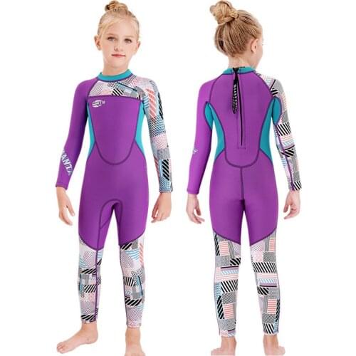 Wetsuit 2.5MM Neoprene Girls Children Rash Guard Swimming Surf Windsurf Kitesurf Scuba Diving Kids Swimsuit Clothes Bathing Suit