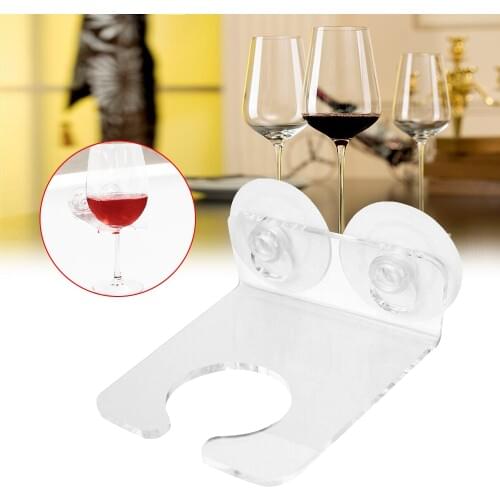 Bathroom Wine Glass Holder Acrylic Single Stemware Rack Suction Cap Base Champagne Stand Rack Kitchen 3