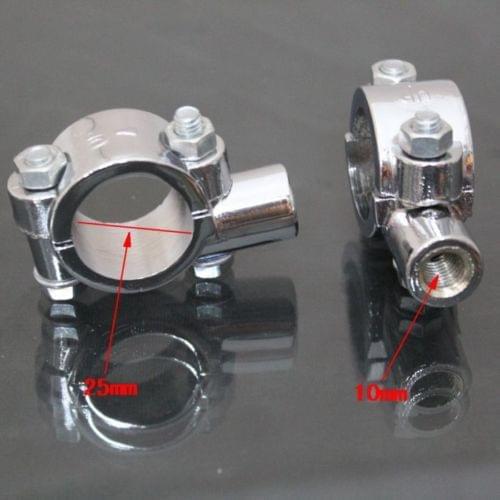 Chrome Pair 25mm 1" Handlebar 10mm Thread Mirrors Mount Holder Clamp Adaptors For KTN Suzuki Honda Yamaha Kawasaki ATV