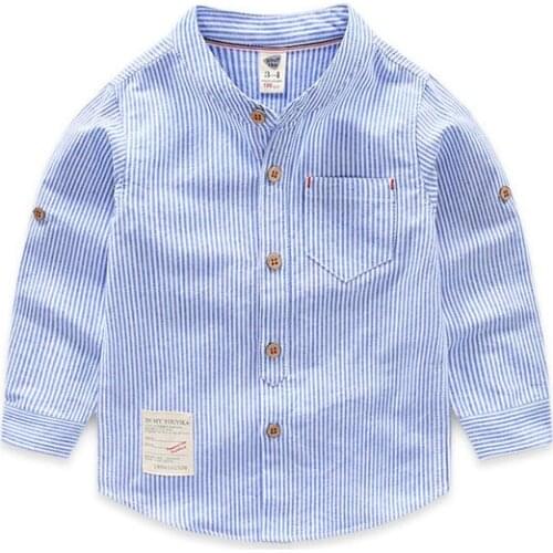 Childrens shirt full cotton 2018 spring boy long sleeve vertical shirt collar shirt