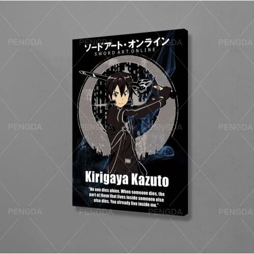 Home Decor HD Print Paintings Kirigaya Kazuto Picture Black Boy Anime Wall Art Modular Canvas Poster Modern Bedside Background