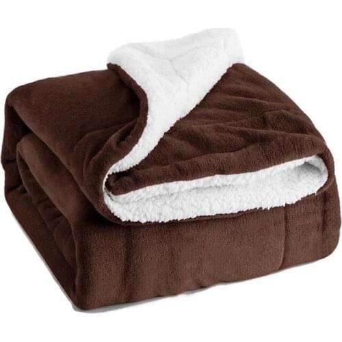Double-layer Thick Quilt Winter Warm Sofa Blanket Fluffy Soft Flannel Easy-care
