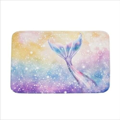 Occident Style Flannel Carpet with Small mermaid tail Printing pattern Bedroom Kitchen Bathroom Door Mat Non-Slip Floor Pad