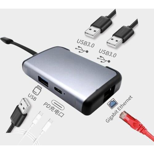 Type C RJ45 Gigabit Ethernet Adapter 5in1HUB USB 3.0 Reader Hub Adapter Splitter Accessories For Macbook HUB Function Expansion