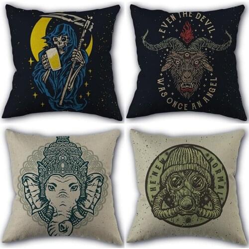 Gothic Decorative Modern Pattern Pillowcase Cotton Linen Fabric Square Zipper Pillowcase 45X45cm Wedding Decorative Pillow cover