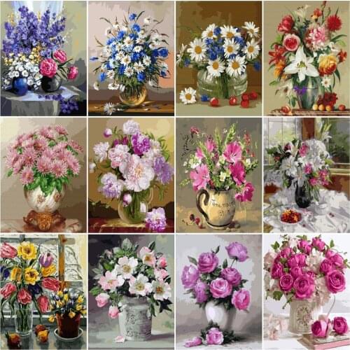 HUACAN Paint By Number Kits Pictures By Numbers Flower Drawing On Canvas HandPainted Painting Art Gift DIY Home Decor