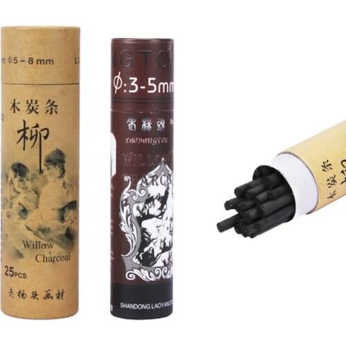 25pc Pencils Sketch Charcoal Bars Profession Artist Willow Charcoal for Student Oil Crayons Painting Drawing Art Supplies 3-8mm
