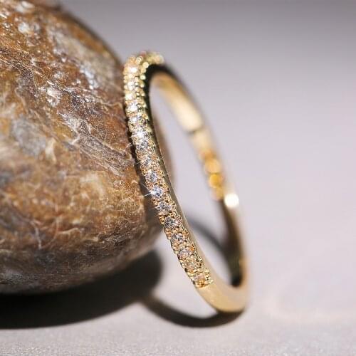 Fashion Minimalist Thin Crystal Rings for Women Sweet Wedding Party Simple Rings Jewelry Gifts