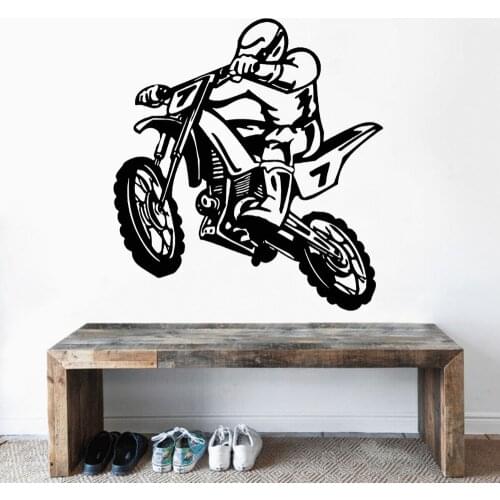 Fancy Motorcross Biker Wall Sticker Motorbike for Home And Motor Garage Decoration Removable A002529